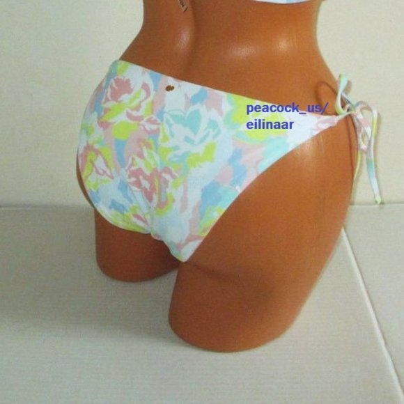38D/L Victoria Secret Swim Push Up Top Bikini Set Side Tie Cheeky Camo Floral - Picture 8 of 9